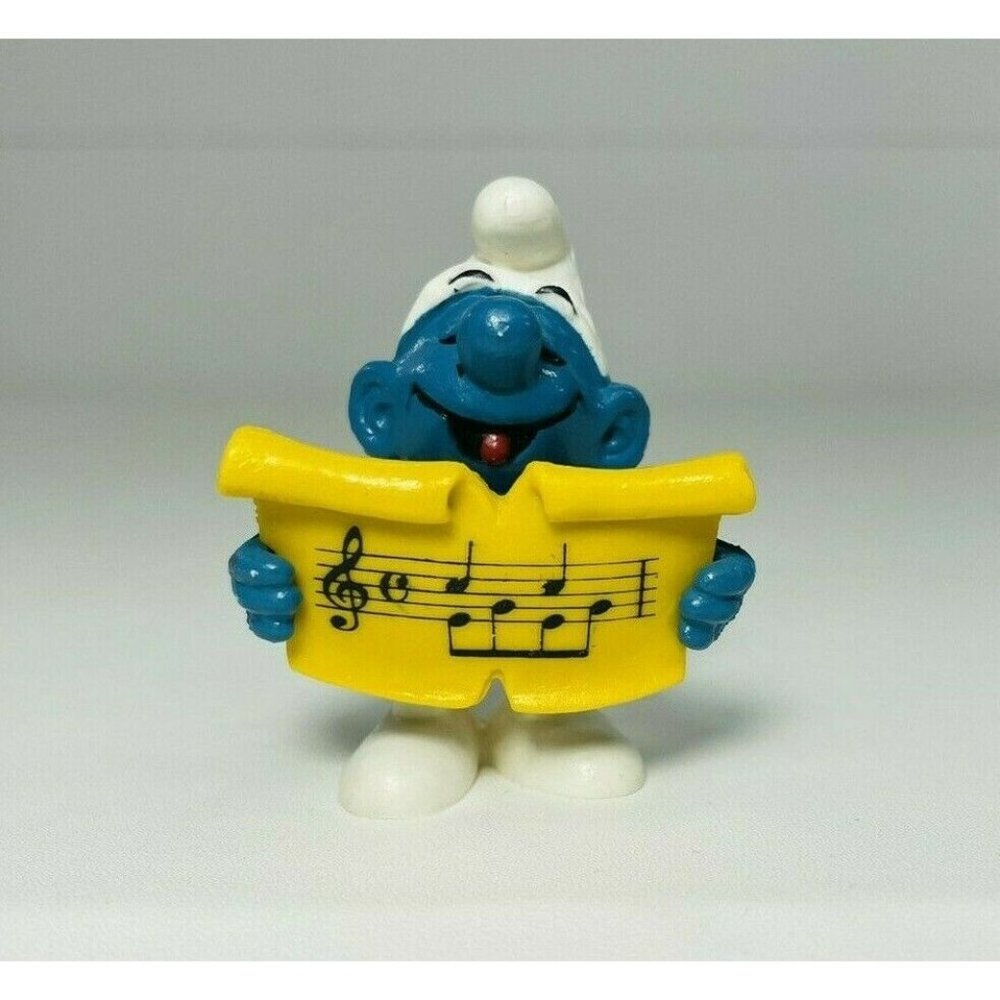 Vintage Peyo Smurf Reading Music Made In Hong Kong